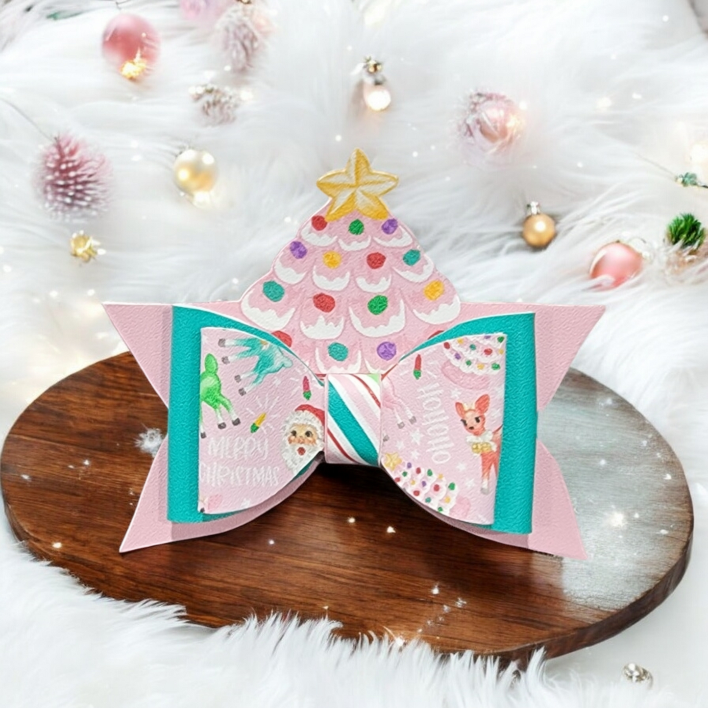 Retro Christmas 3in Layered Bow